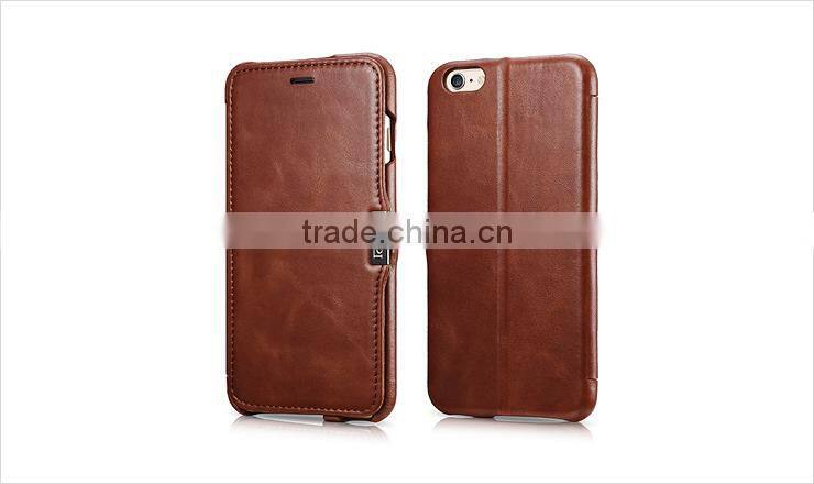icarer vintage leather case for iPhone6 plus,genuine leather wallet case with stand function