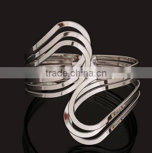 Yellow Gold Plated Statement Punk Fashion Metal Opening Cuff Bangle Bracelet