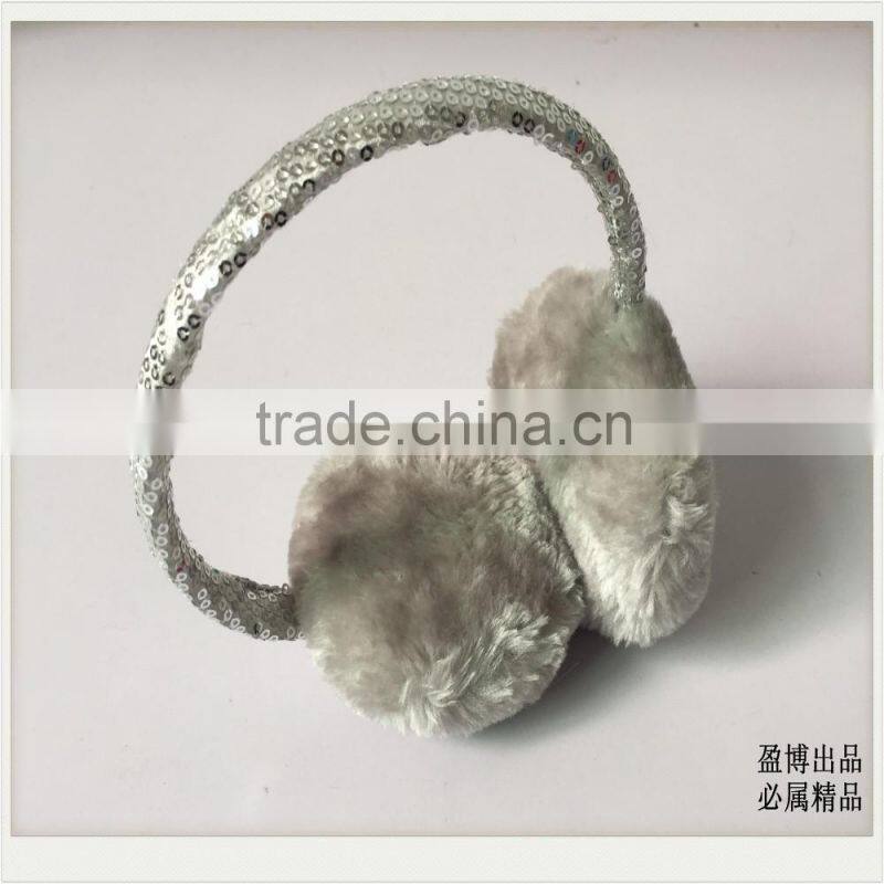 2016 ear muffs for girls Telescopic adjusting the size of girls rose red sequined bow Plush warm winter earmuffs