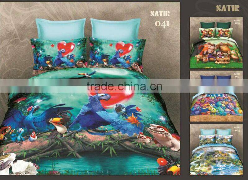 80S 400T 100% Cotton 3d Animal Printed bedroom sets