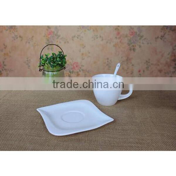 Corporate gift white blank custom printed ceramic coffee mugs with saucer