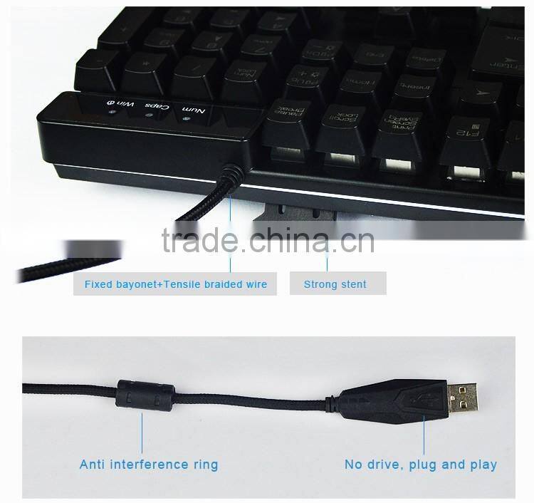 3 LED backlit colors computer keyboard half-mechanical keyboard feel