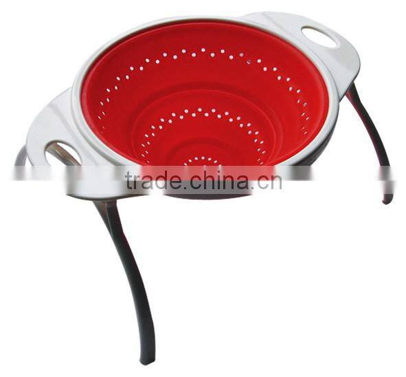 100% Food grade collapsible silicone strainer, foldable silicone colander, silicone kitchenware, kitchen tools strainers