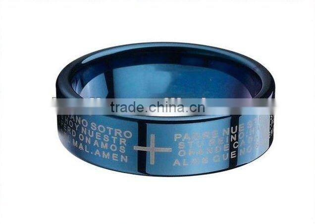 Blue the Bible cross polishing mirror cute cross ring