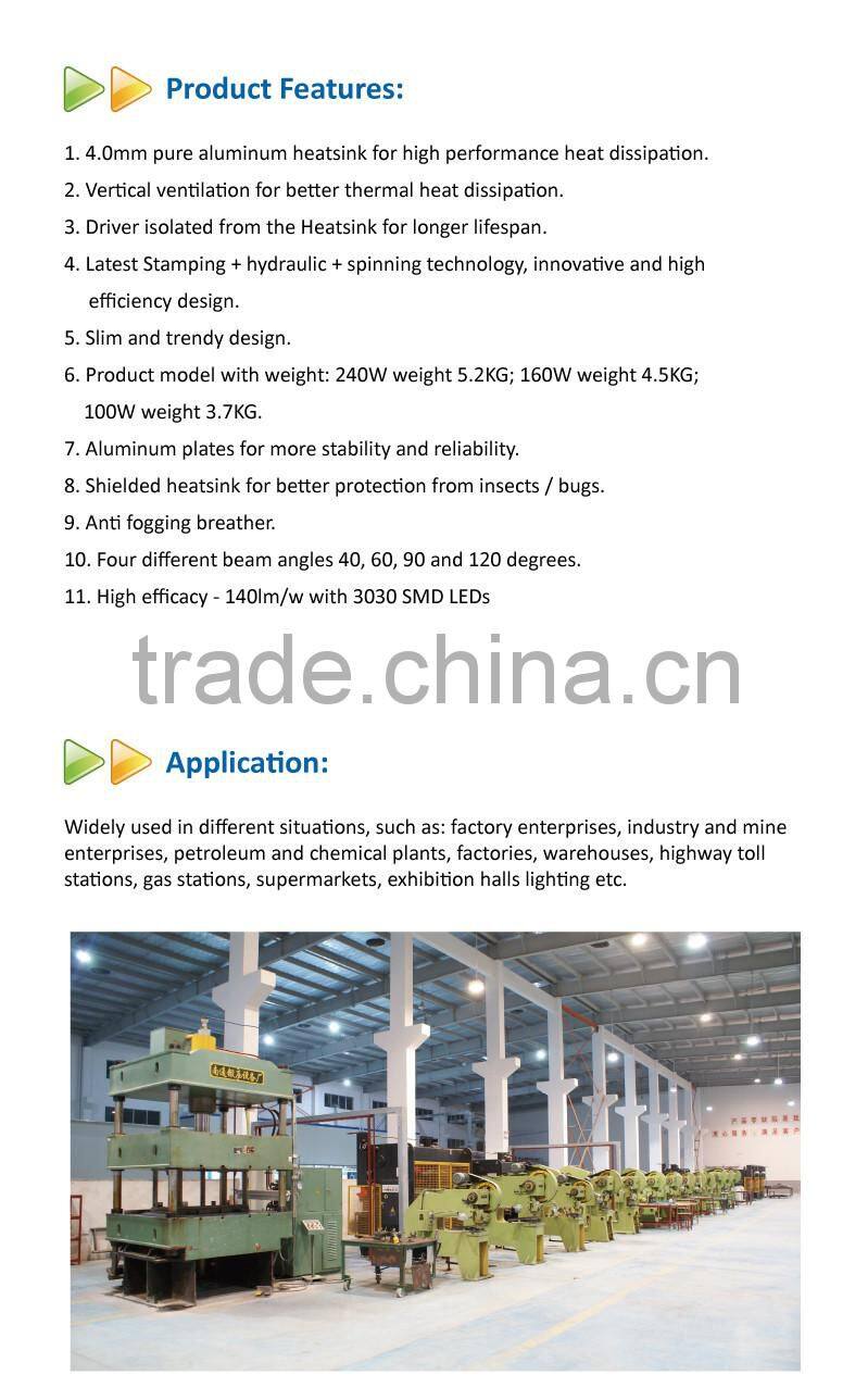 Outdoor Lighting IP65 UFO LED High Bay Light 160W