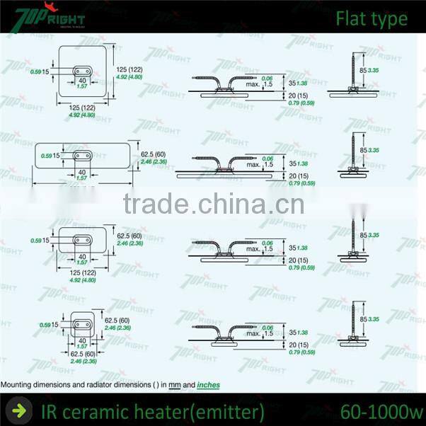 Flat Hollow Energy Saving Ceramic Infrared Panel Radiators