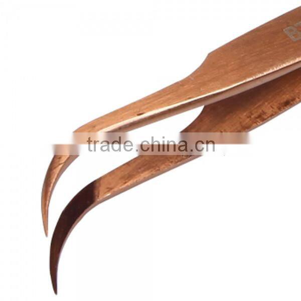 BST-158 Highly Precise Stainless Steel Curved Tweezers Yellow