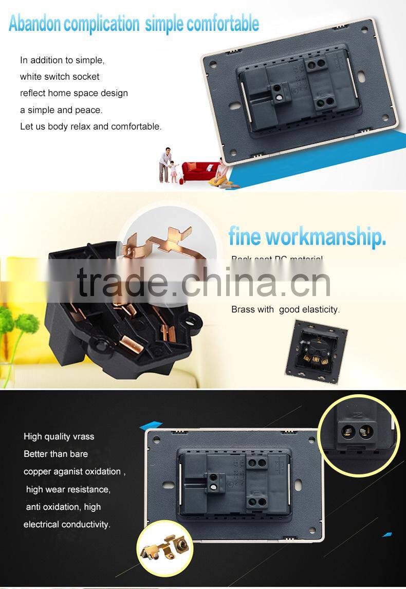 wall mount power electrical 1 gang 2 pin multi lighting switch socket outlet and plug with lighting indicator