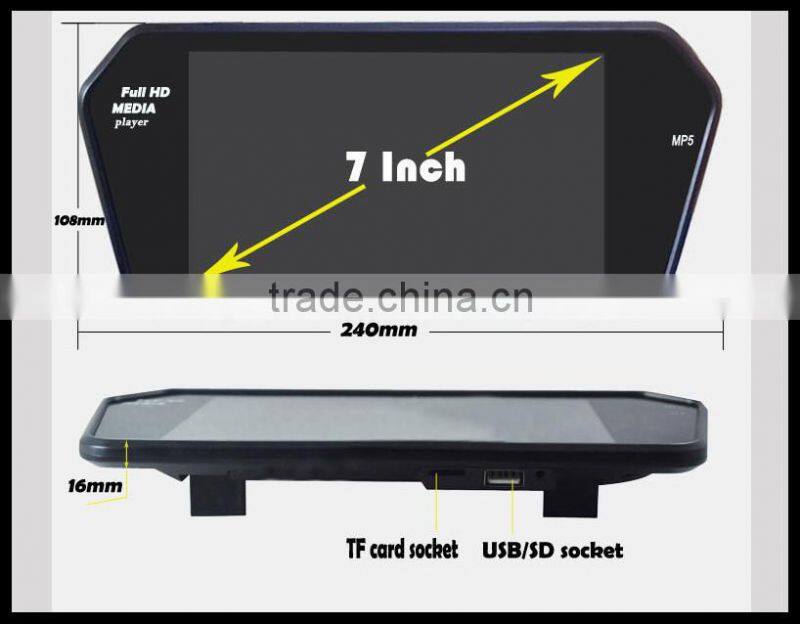 7 inch TFT Touch screen Color Car Rearview Mirror Monitor MP5 player