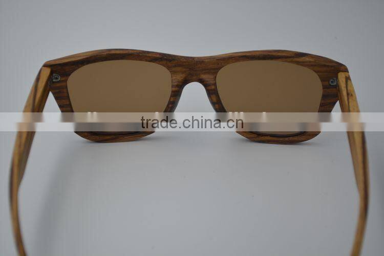 2015 OEM Zebra Wood Factory Price Custom Wooden Frames Sunglasses Handmad Wood Sunglasses Polarzied Lense