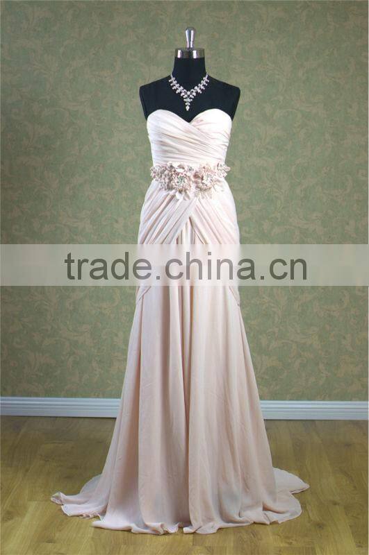 Draped sweetheart casual dress new styles of dresses made of chiffon
