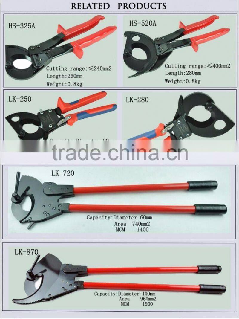 LSDHigh Quality Long handleLK-870 ratchet cable cutter for cutting shear copper-aluminum cables heavy duty cable cutter