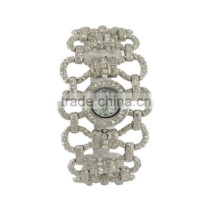 New model unique fashion ladies dress wide band alloy quartz with japan quartz watch