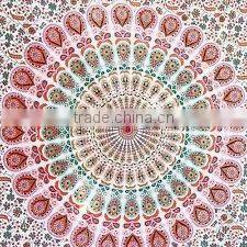 Indian Cotton Mandala Roundie with fringe mandala Beach Throw Yoga Mat Round Tapestry Indian Decor Wall Throw
