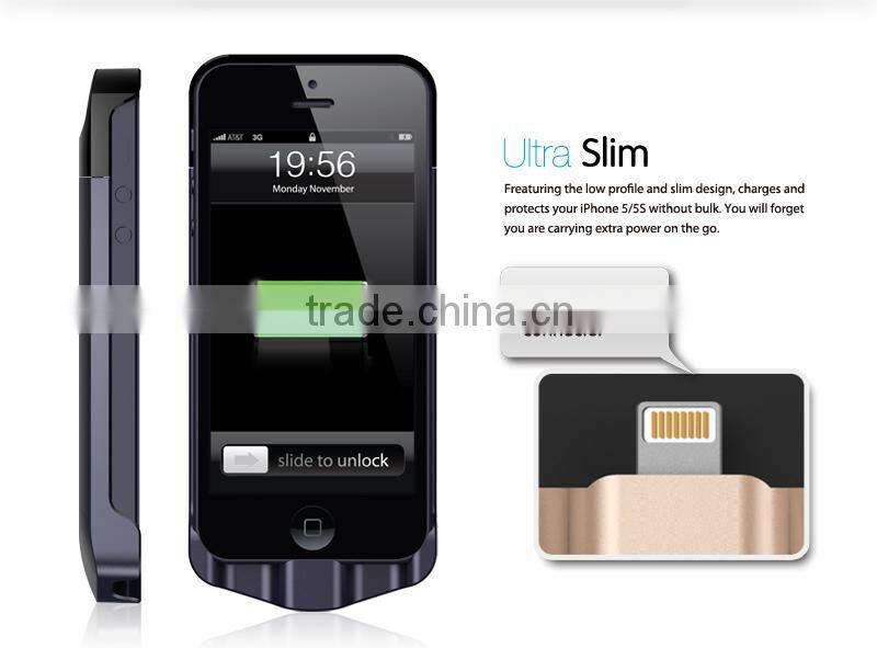 MFi charger for apple iPhone 55s booster battery power case with 2200mAh original connector