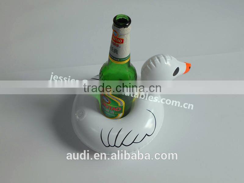 Plastic inflatable floating swan cup holders