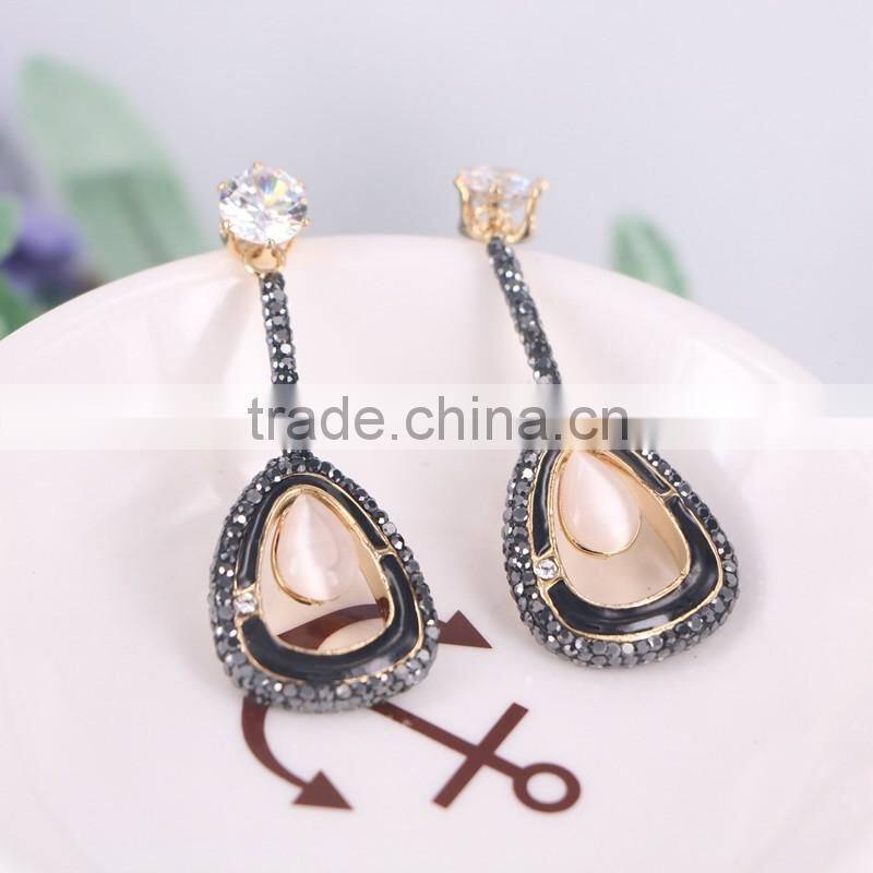 Gold Stud Earrings, Cello Shape Crystal Zircon Earring Brass Golden Earring Jewelry