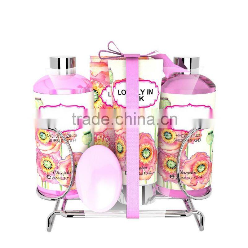 Wholesale Bath Set Manufacturer Chicphia Lovely in Pink Shower Gel Gift Set
