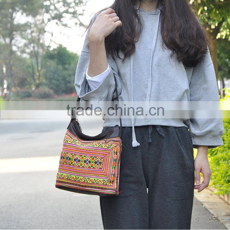 Hot selling tote bag embroidery tote bag fashion women leather shoulder bag