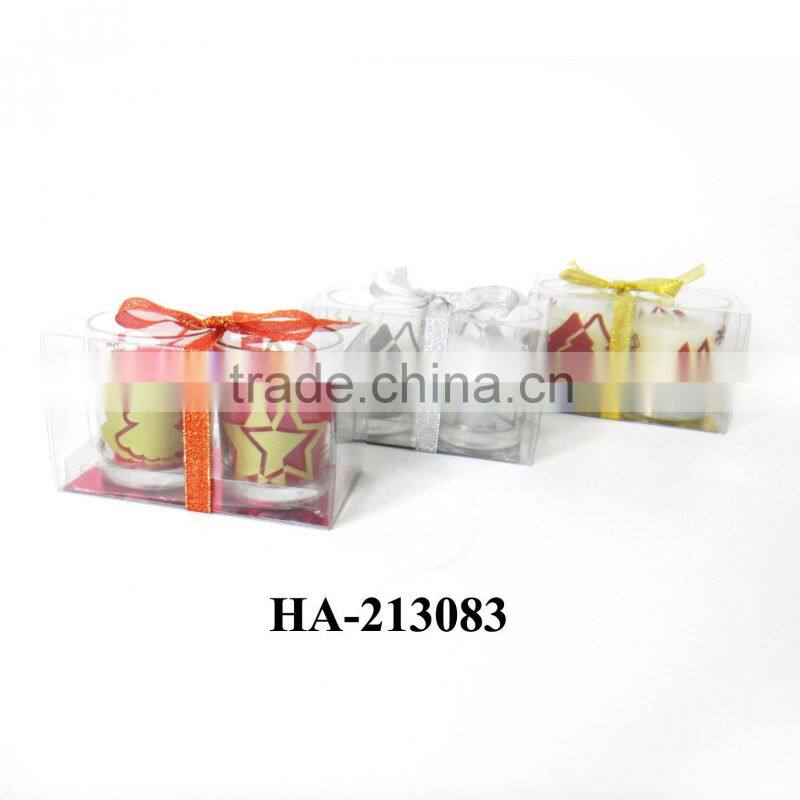 christmas decorative glass candle gift set