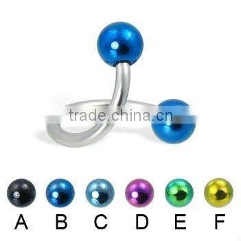 Fashion titanium ball twister eyebrow ring body piercing jewelry