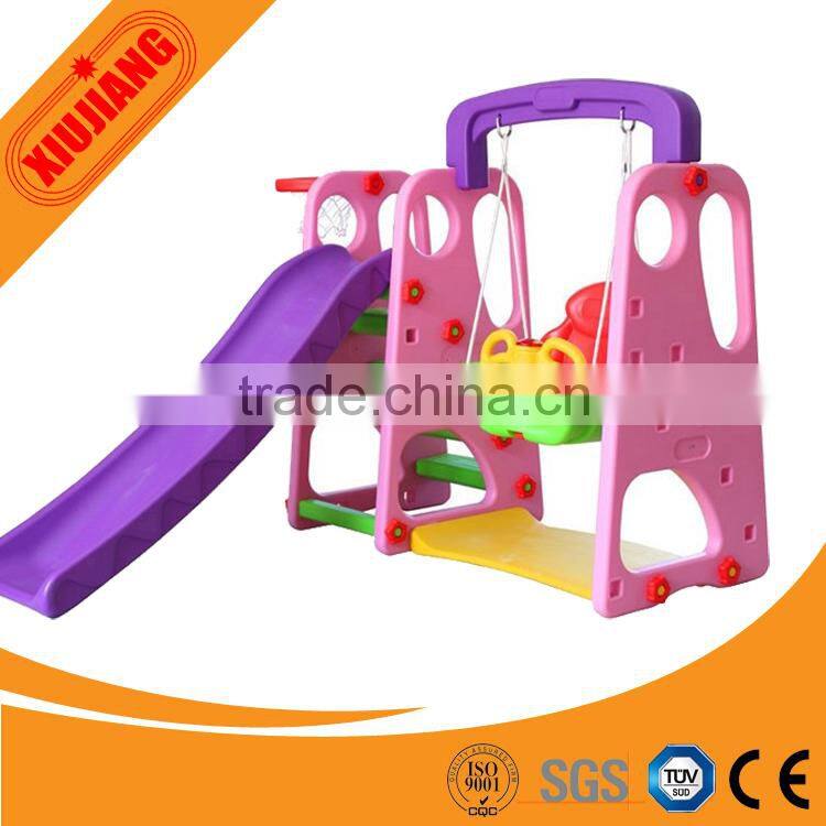 Colorful indoor plastic slide with babay swing set
