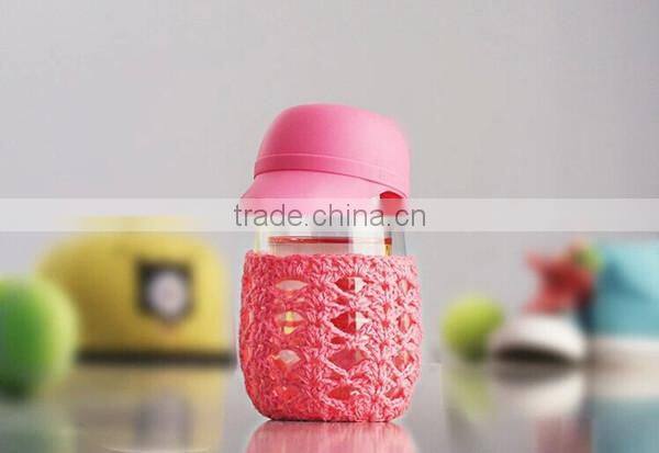 Creativity fashion Transparent double walled glass tumbler Personalized silicone lid