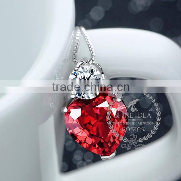 925 sterling lover's heart red zircon necklace fashion women necklace jewelry supplies 6360479