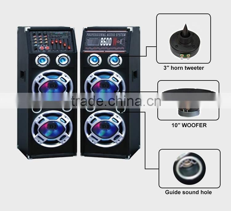 Professional 10 inch Stereo Speaker 160W Powerful Sound System with Disco Light Loud Speaker