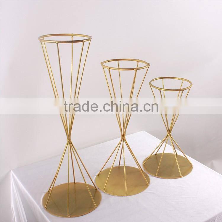 LDJ560 artificial flower gold plated flower stands for tables