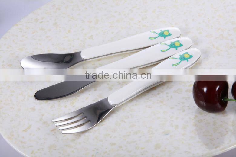 high quality and upscale fashion three-piece stainless steel baby/child cutlery set