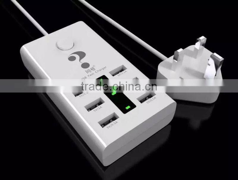 EU UK US plug 5V 6 port usb socket charger