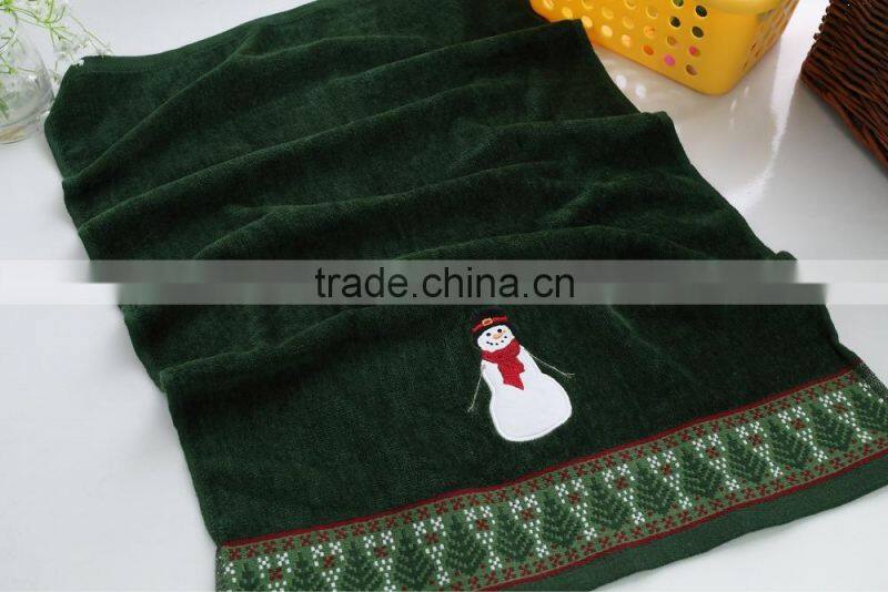 high quality cotton bath towel set with santa pattern