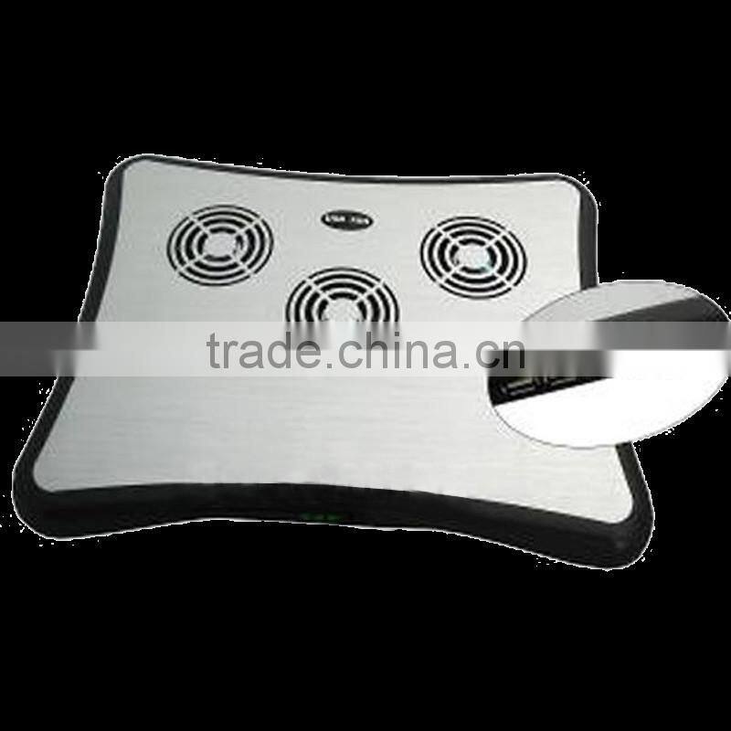 Notebook aluminum 3 fan with USB 2.0 4 port hub silver