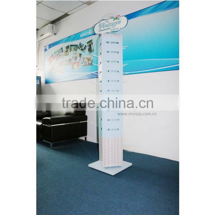 Spinning 4-side multi-tier metal trough plates hook shelfs