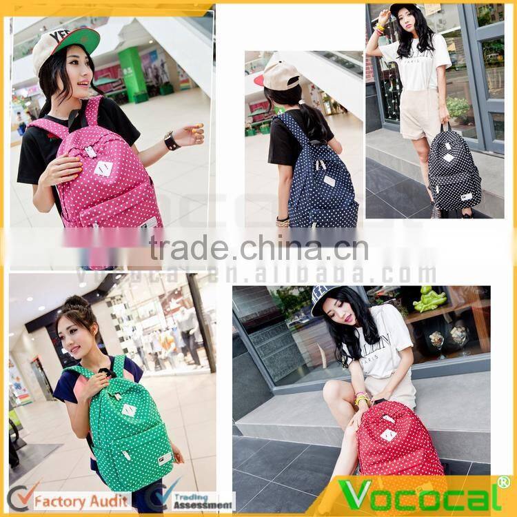 Cute Polka Dot Women Canvas Backpack Satchel Rucksack Schoolbag Leisure Travel Shoulder Bag