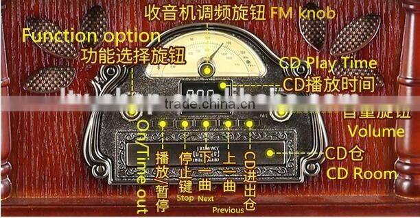 High Quality Classic Woonden Design Radio Record Player, USB SD Bluetooth Vinyl record player, Gramophone, Phonograph For Sale