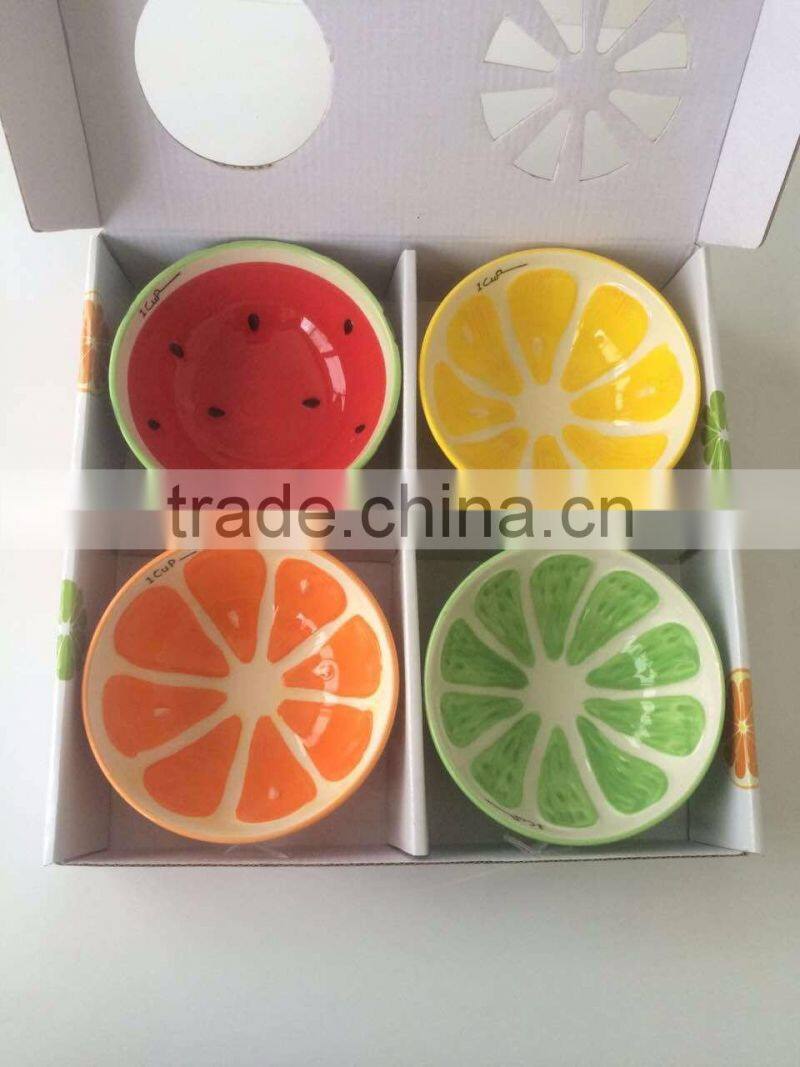 stocked fashion ceramic soup bowl with fruit painting,fruit shaped bowl,ceramic soup bowl set