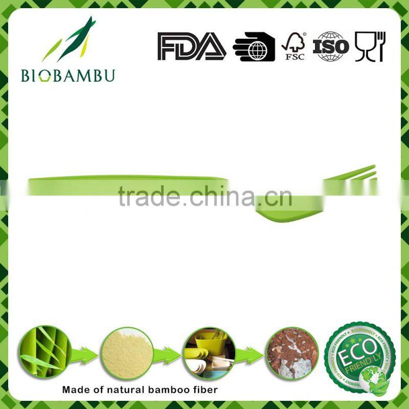 Promotional price biodegradable green bamboo fiber fork for fruit