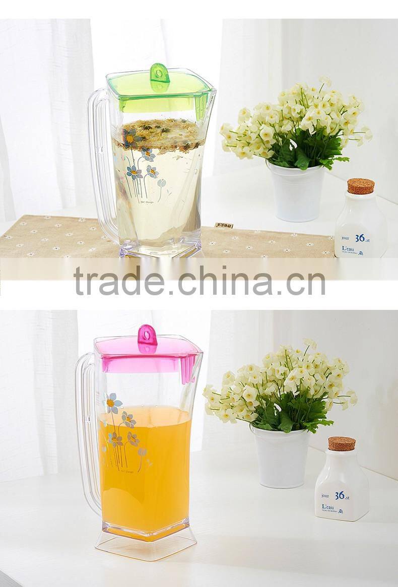 2L hot and cold plastic water/juice/tea bottle with color lid