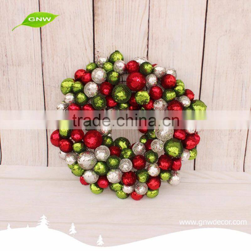 GNW CHWR-1605037 Wholesale New design Colorful Christmas Ball Ornament wreaths