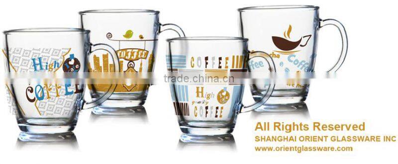 6oz 8oz 10oz 12oz Caffe Latte Espresso Cappuccino color printing glass coffee mug coffee glass set