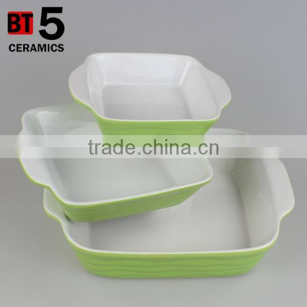 BT5-SD01,2,3G ceramic square green bakerware dish