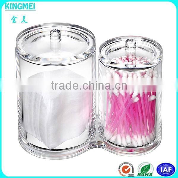 Red acrylic new product round swab box,toothpick box with lid