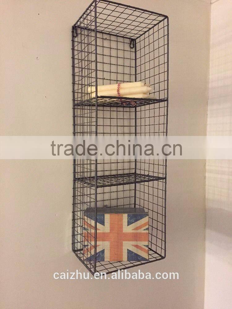 Industrial Retro Style Metal Wire Locker Room Wall Shelf Storage Unit Rack Cage