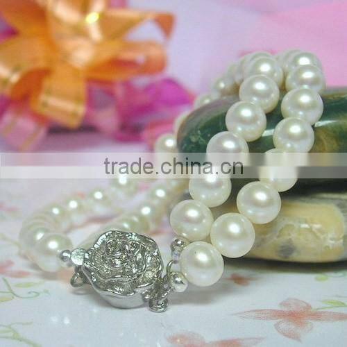 white 5-6mm two rows freshwater pearls bracelet price