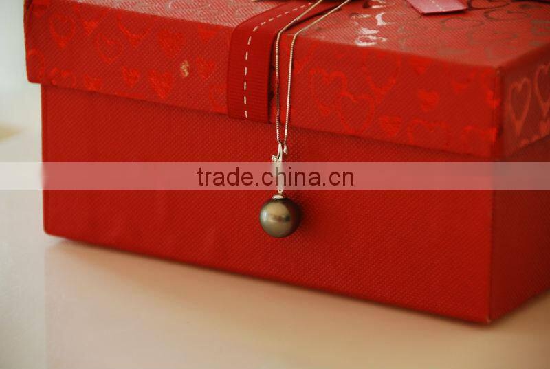 17'' 12-13mm black tahitian big pendant pearl necklace