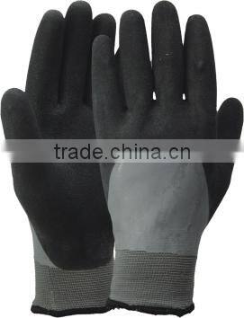 13 gauge nylon+10 gauge acrylic insulated liner full coated,nitrile sandy winter gloves