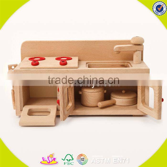 Wholesale preschool kitchen furniture toy, wooden pretend kitchen toy, best design children wooden pretend kitchen toy W10C273