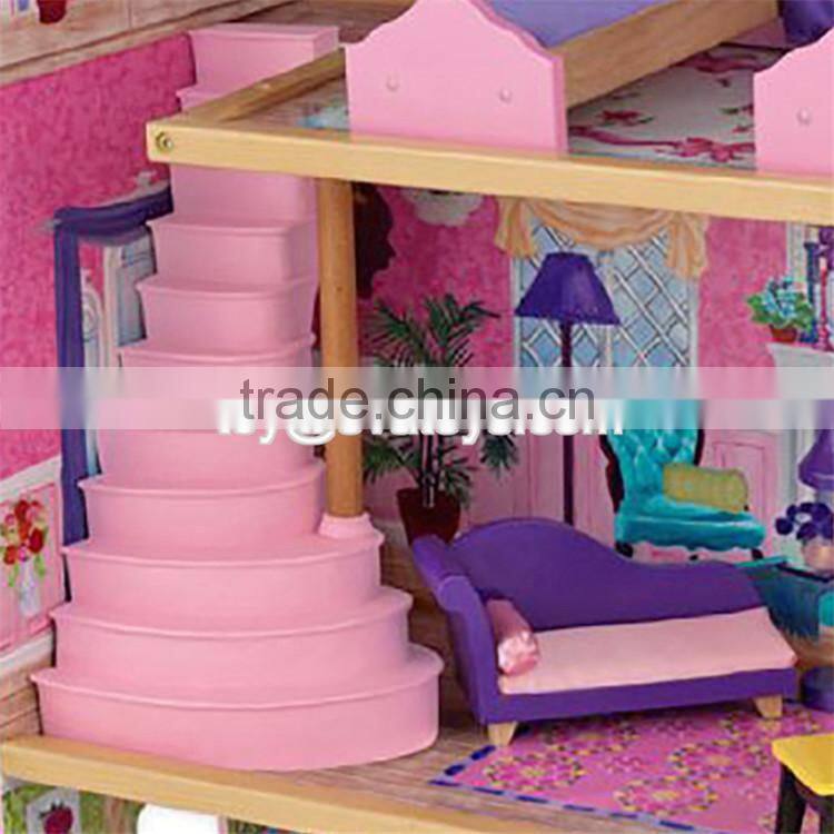New design 16 pieces of furniture elegant dollhouse suite wooden 18 inch doll house for children W06A232